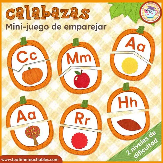 Juego de Letras en Calabazas – Encuentra la Pareja