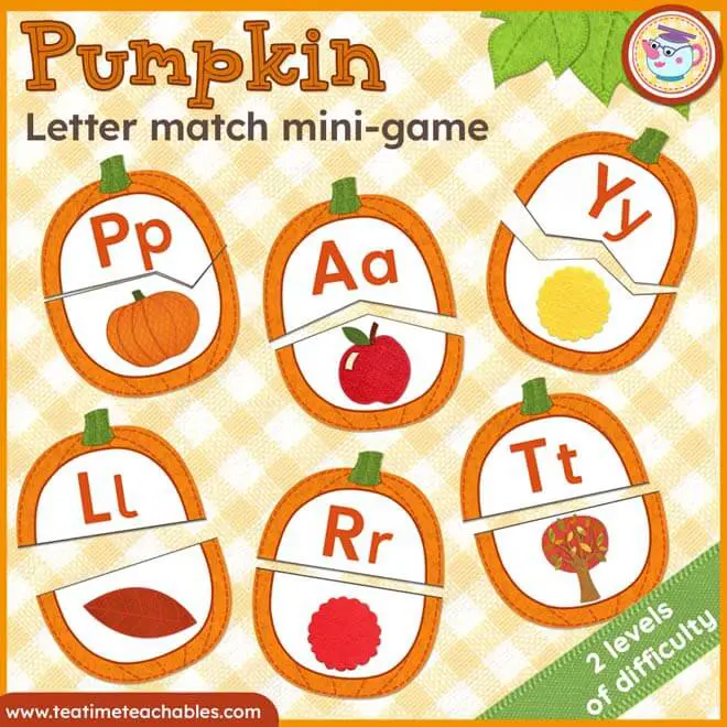 Pumpkin Puzzle – Beginning Letter Sounds Matching Game