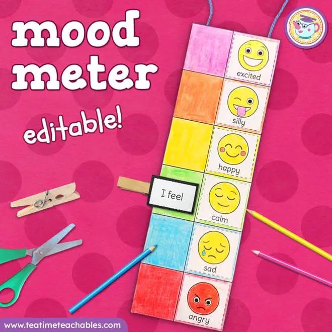 Editable Mood Meter Clip Card