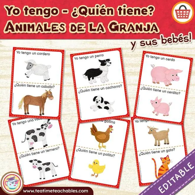 Yo tengo – ¿Quién tiene?: Juego de los Animales de la Granja y sus Bebes
