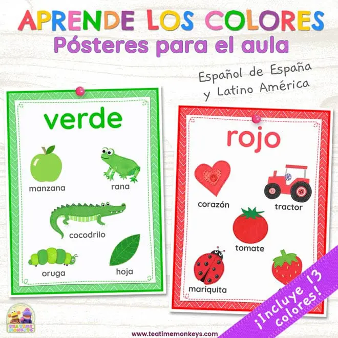 Aprende los colores en español – Pósteres para el aula