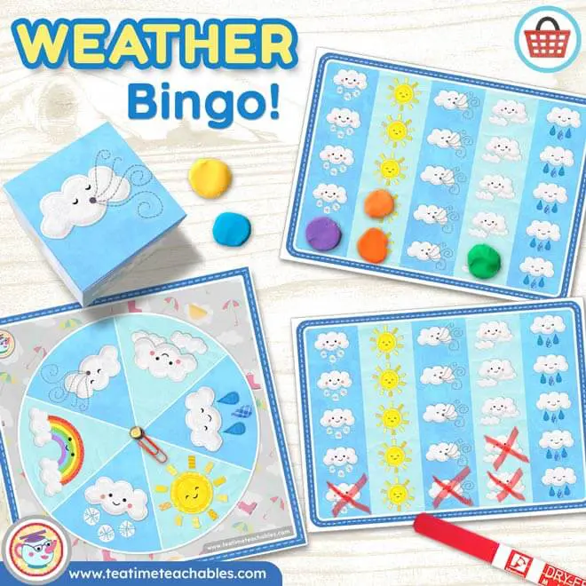 WEATHER BINGO – An EDITABLE Dice / Spinner Game with Craftivity
