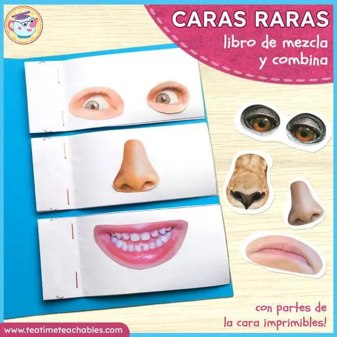 Caras Raras – Libro de Mezcla y Combina con Partes de la Cara para Imprimir