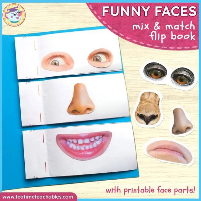 Funny Faces – DIY Mix & Match book with Printable Face Parts
