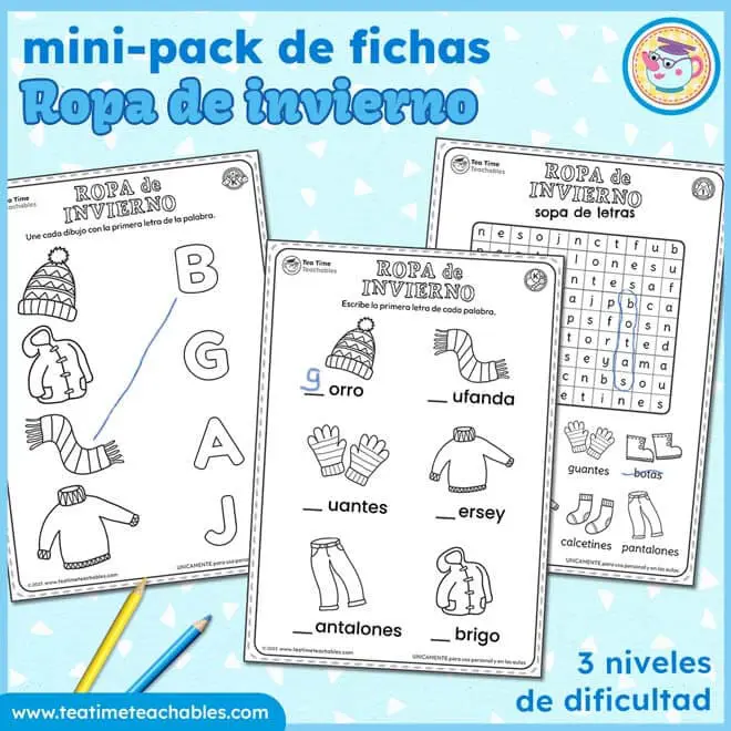 Mini-Pack Fichas de la Ropa de Invierno
