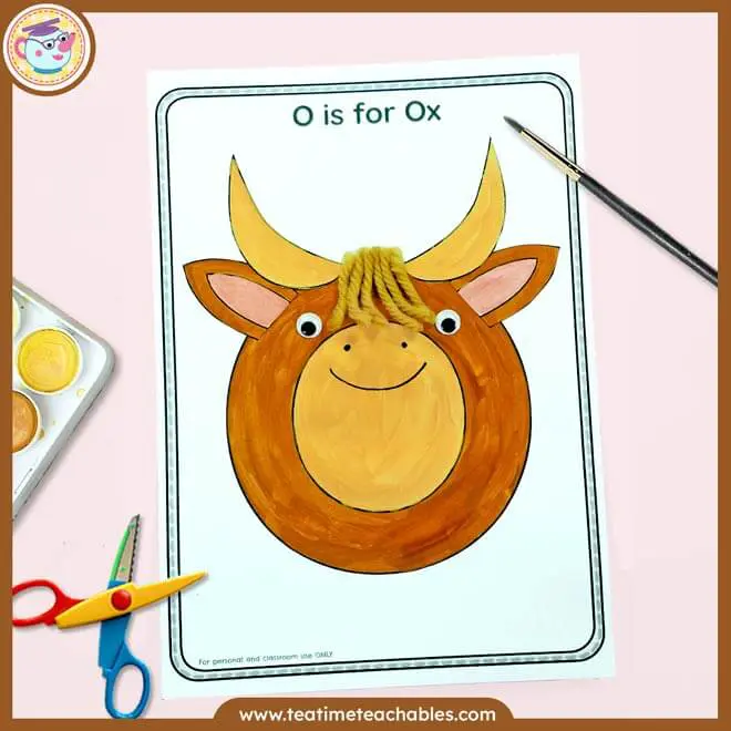 Letter Activity – O is for Ox Craft Printable
