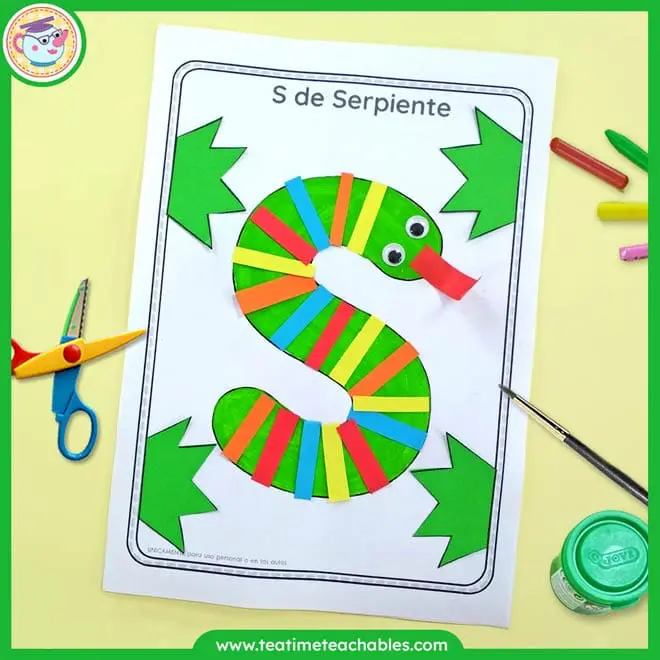 Letra S para colorear: S de Serpiente