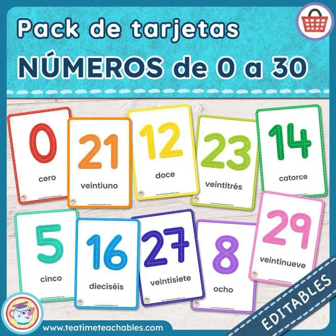 NÚMEROS DE 0 A 30 – Tarjetas Didácticas (Pack)
