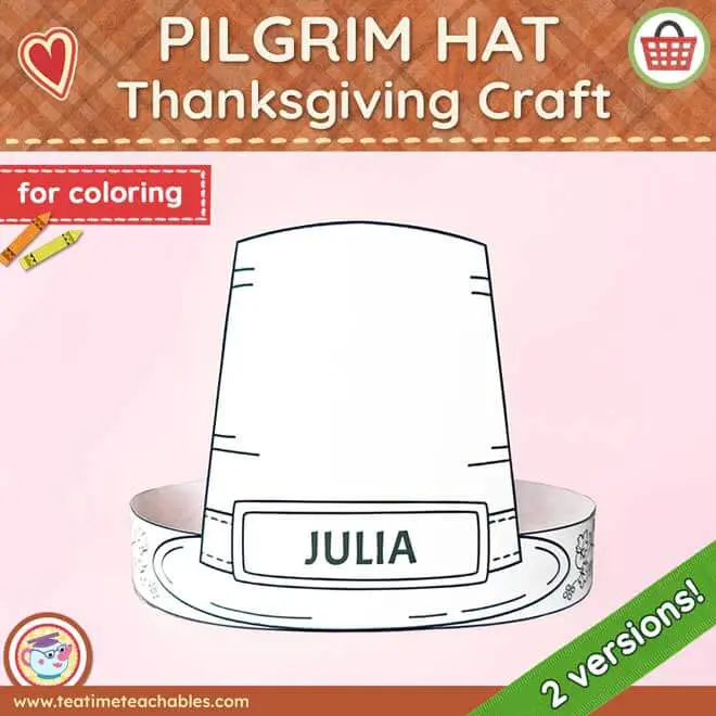Printable Pilgrim Hat for Coloring – Thanksgiving Craft