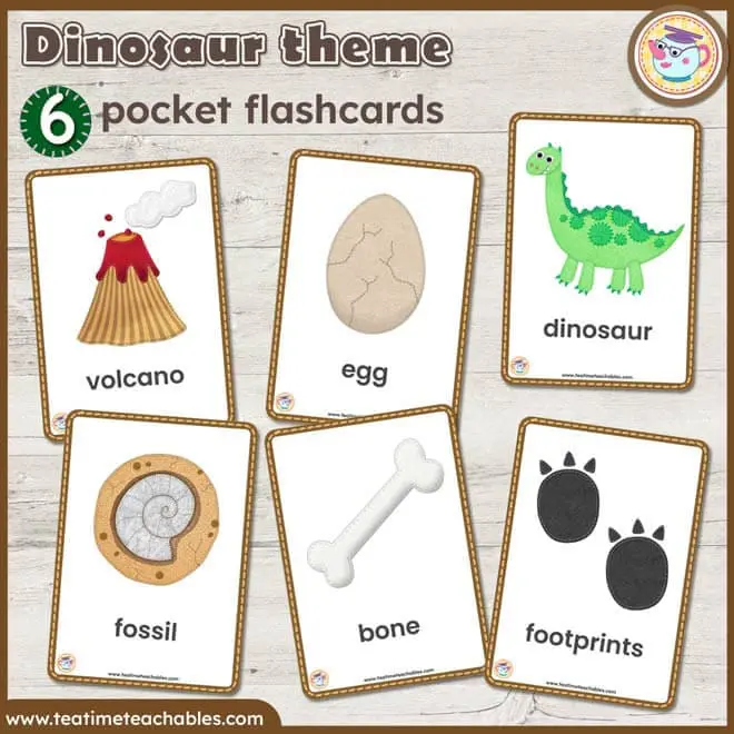 DINOSAUR theme picture word flashcards