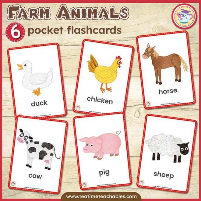 FARM ANIMALS Picture-word flashcards