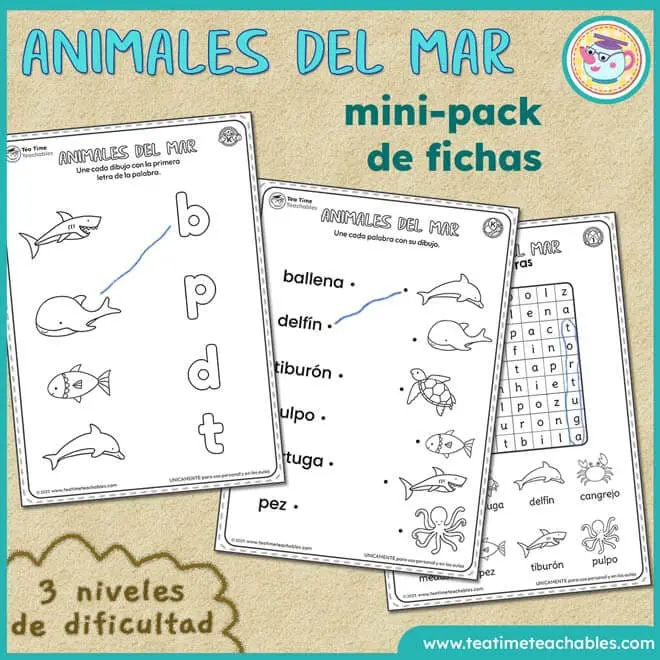 Animales del Mar Mini-Pack de Fichas