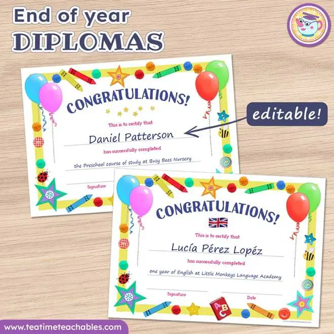 Certificate Template – Editable Diploma for Kids