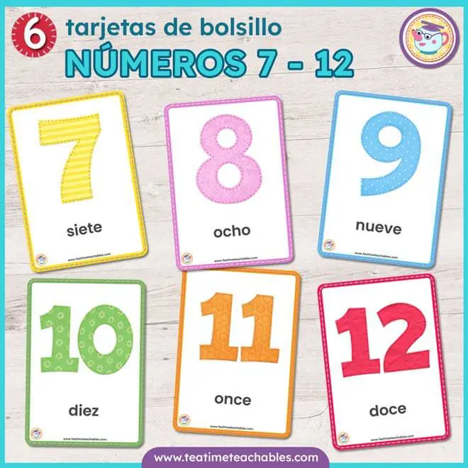 Tarjetas Didácticas – Los Números de 7 a 12