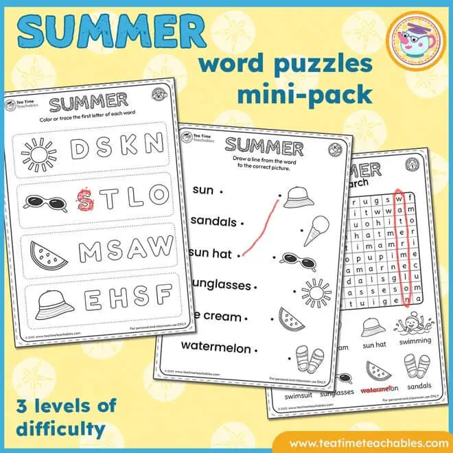 Summer Word Searches & Word Puzzles Mini-Pack