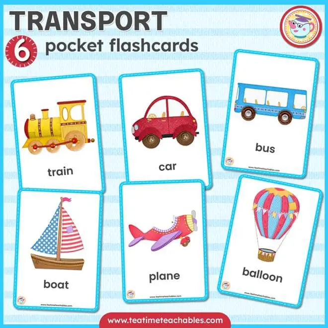 TRANSPORT picture-word flashcards