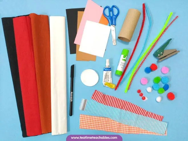 Supplies to make the toilet paper roll christmas crafts