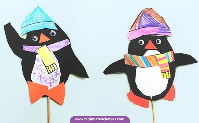 Penguin Stick Puppet - Winter Craft for Kids
