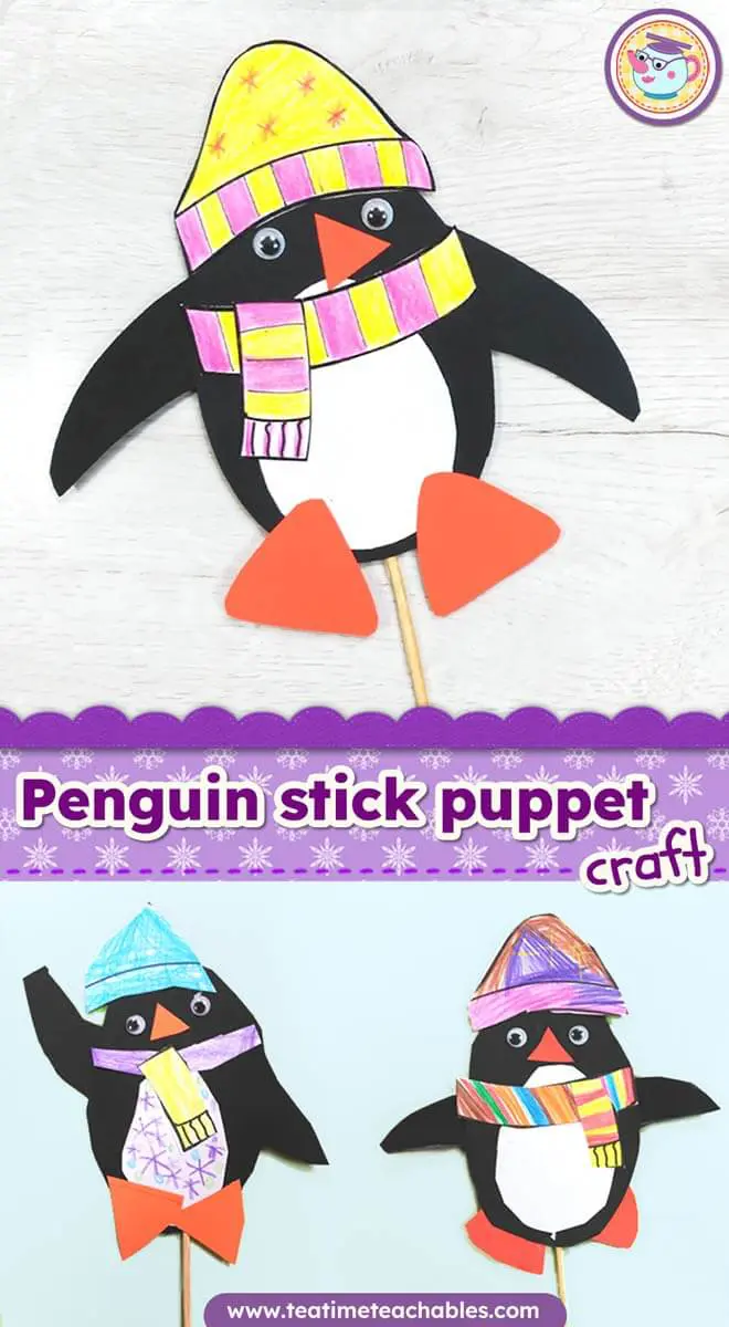 Penguin Stick Puppet - Winter Craft for Kids
