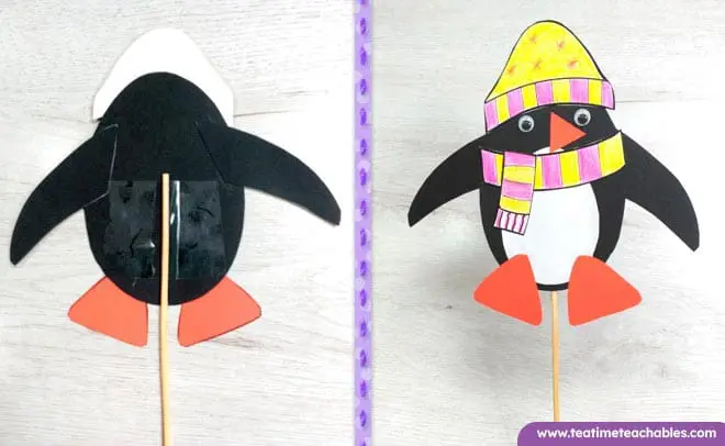 Penguin Stick Puppet - Winter Craft for Kids