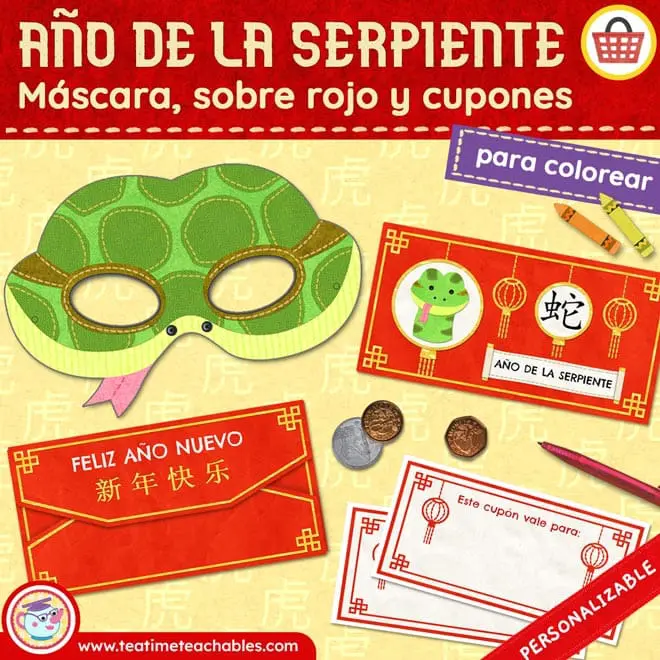 Año de la Serpiente: Máscara y Sobre Rojo con Cupones